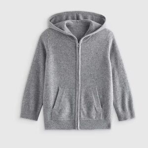Quince Toddler Cashmere Full Zip Hoodie in Heather Gray